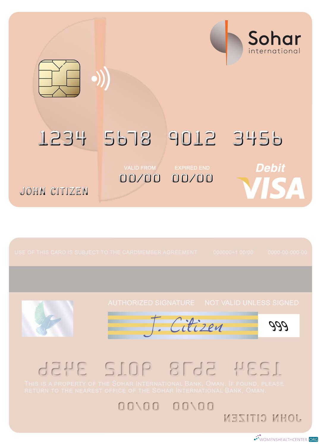 Download Oman Sohar International Bank visa debit card Photoshop template